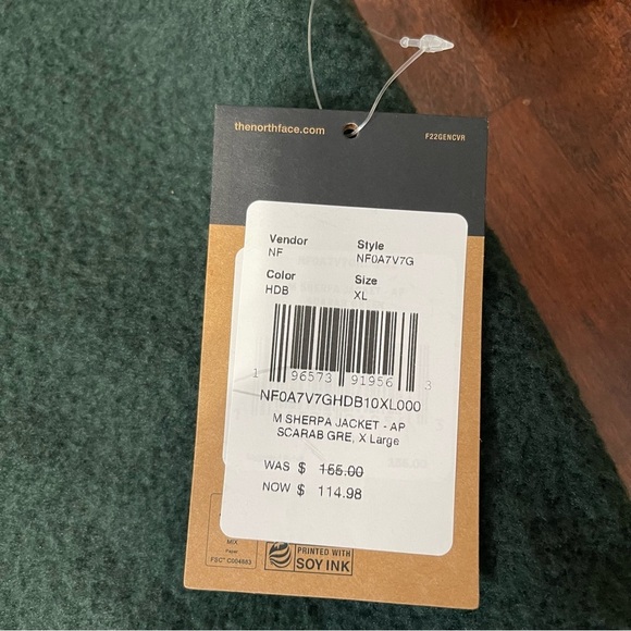 NWT The North Face Sherpa Jacket Men’s XL Green And Navy Blue Corduroy Pocket - Picture 4 of 7